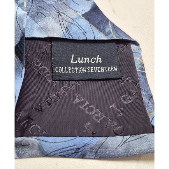 J. Garcia Silk Tie Collection Seventeen Mens Blue Leaf Pattern Necktie 65" - Picture 5 of 8